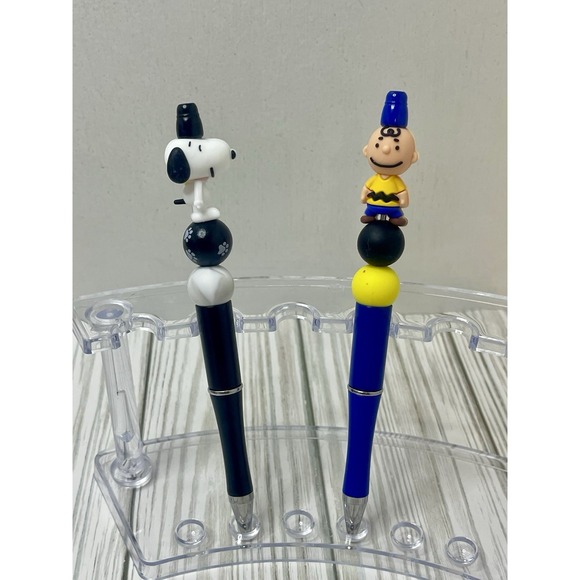 Set Of 2 Peanuts Characters Beaded Pen With Black ink. Charlie Brown And Snoopy - Picture 5 of 5
